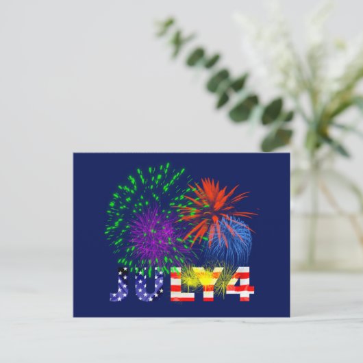 Vuurwerk van 4 juli briefkaart (Staand voorkant)