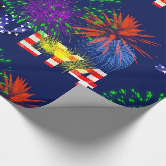 Vuurwerk van 4 juli cadeaupapier (Hoek)