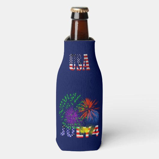 Vuurwerk van 4 juli flesjeskoeler (Fles Voorkant)