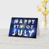 Vuurwerk van 4 juli in Blauw 3 foto Kaart (Gele Bloem)
