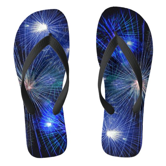 Vuurwerk van 4 juli in Blue Hue Happy 4th Teenslippers (Voetbed)