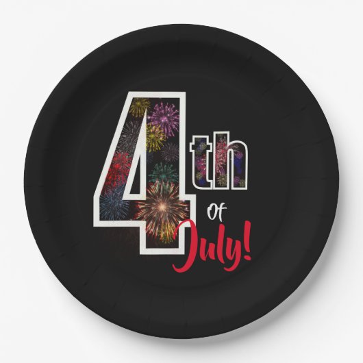 Vuurwerk van 4 juli papieren bordje (Voorkant)