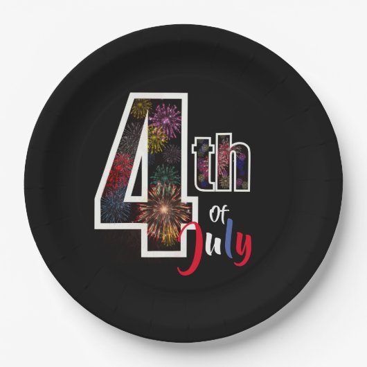Vuurwerk van 4 juli papieren bordje (Voorkant)