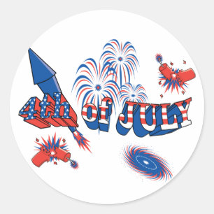 Vuurwerk van 4 juli ronde sticker