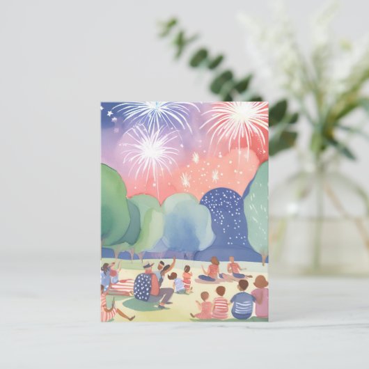 Vuurwerk van 4 juli | Rood Wit Blauw Feestdagenkaart (Staand voorkant)