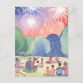 Vuurwerk van 4 juli | Rood Wit Blauw Feestdagenkaart (Voorkant)