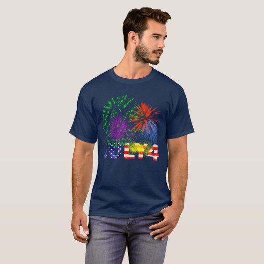 Vuurwerk van 4 juli t-shirt (Voorkant volledig)