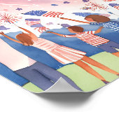 Vuurwerk van 4 juli | Waterverf Vlag van de Vereni Poster (Hoek)