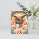 Vuurwerk van Bald Eagle American Flag Shield Briefkaart (Staand voorkant)