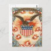 Vuurwerk van Bald Eagle American Flag Shield Briefkaart (Voorkant / Achterkant)