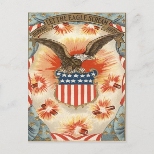 Vuurwerk van Bald Eagle American Flag Shield Briefkaart (Voorkant)