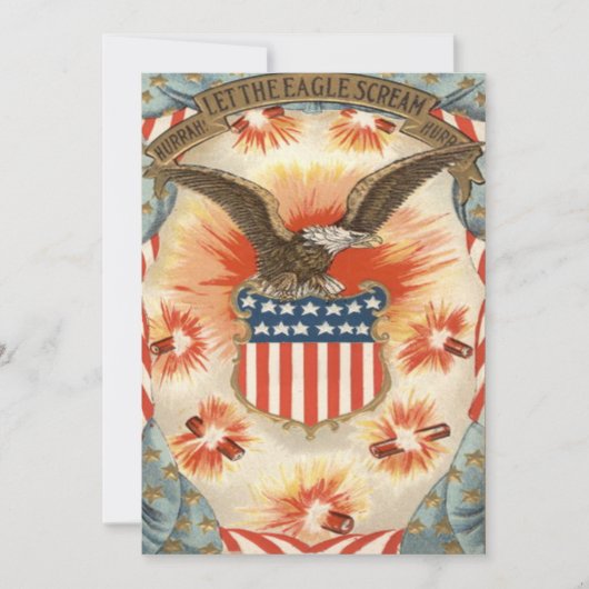 Vuurwerk van Bald Eagle American Flag Shield Kaart (Voorkant)