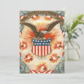 Vuurwerk van Bald Eagle American Flag Shield Kaart (Staand voorkant)