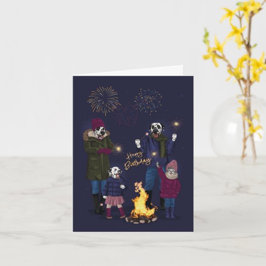 Vuurwerk van de Dalmatische en Kattenfamilie Kaart (Gele Bloem)