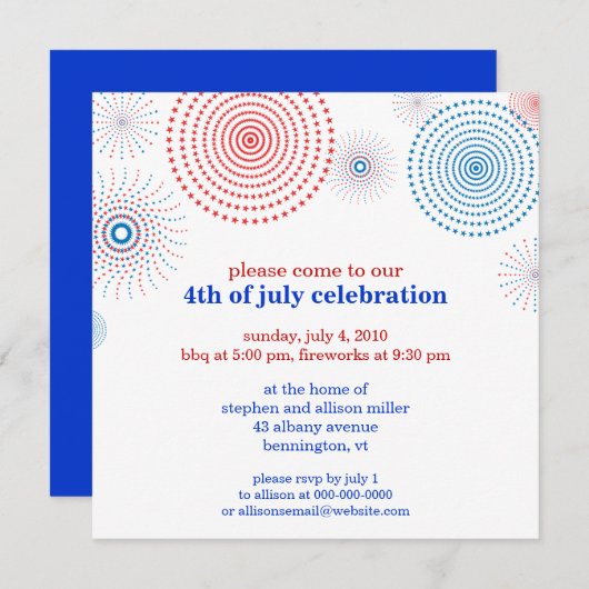 Vuurwerk van de vierde partij kaart (Voorkant / Achterkant)