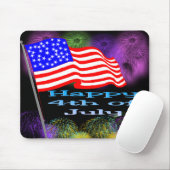 Vuurwerk van de vlag op 4 juli muismat (Met muis)