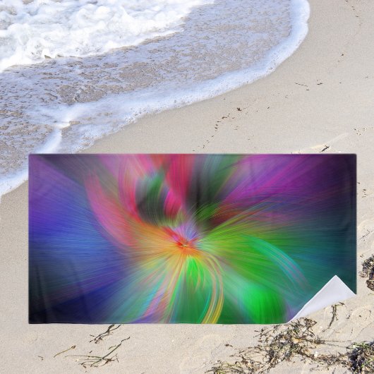 Vuurwerk van kleuren - koele fractaal strandlaken