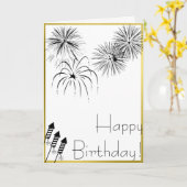 Vuurwerk Verjaardag Kaart - Goud, Vierde juli, (Gele Bloem)