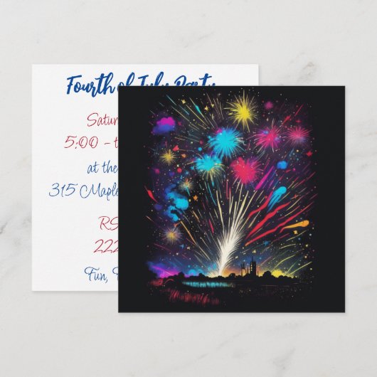 Vuurwerk | Vier juli Onafhankelijkheidsdag  Kaart (Voorkant / Achterkant)