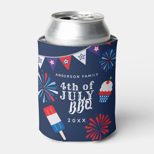 Vuurwerk Vierde juli BBQ Blikjeskoeler (Blikje Voorkant)