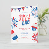 Vuurwerk Vierde juli BBQ Kaart (Staand voorkant)