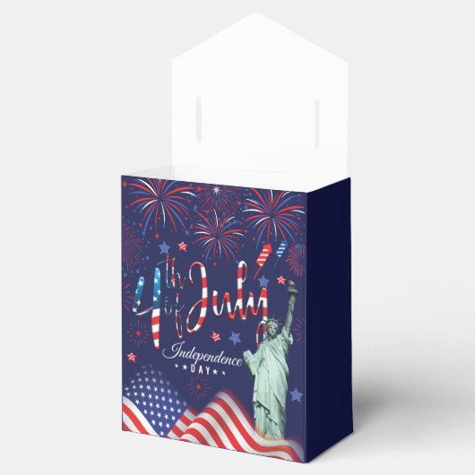 vuurwerk vierde juli met het vrijheidsbeeld bedankdoosjes (Geopend)