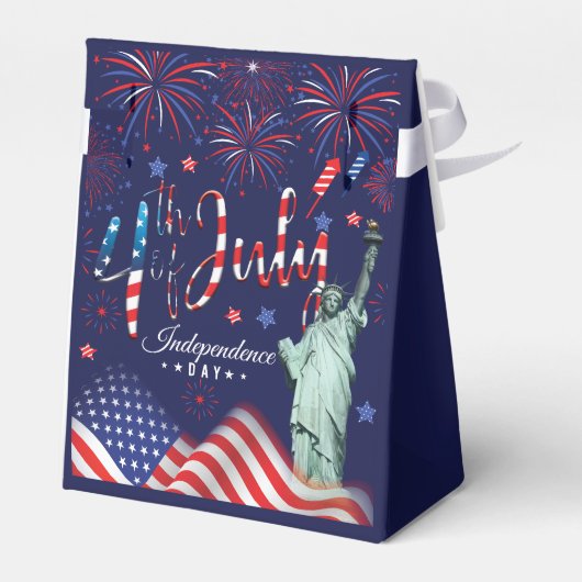 vuurwerk vierde juli met het vrijheidsbeeld bedankdoosjes (Achterkant)