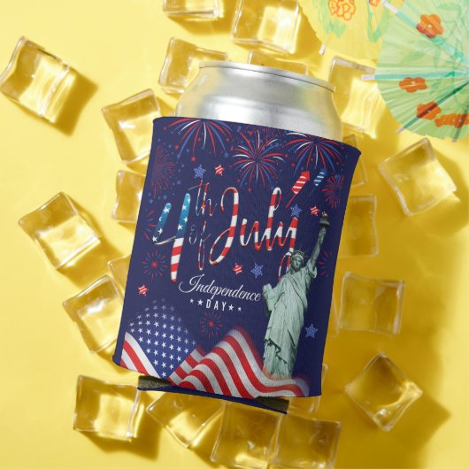 vuurwerk vierde juli met het vrijheidsbeeld blikjeskoeler (Insitu Zomer)