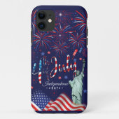 vuurwerk vierde juli met het vrijheidsbeeld Case-Mate iPhone case (Achterkant)