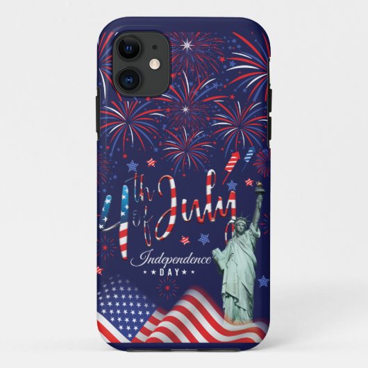 vuurwerk vierde juli met het vrijheidsbeeld Case-Mate iPhone case (Achterkant)
