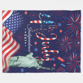 vuurwerk vierde juli met het vrijheidsbeeld fleece deken (Voorkant (Horizontaal))