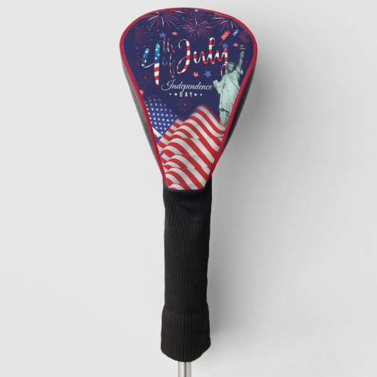 vuurwerk vierde juli met het vrijheidsbeeld golfheadcover (Voorkant)