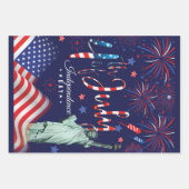 vuurwerk vierde juli met het vrijheidsbeeld inpakpapier vel (Voorkant)