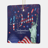 vuurwerk vierde juli met het vrijheidsbeeld keramisch ornament (Links)