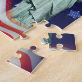 vuurwerk vierde juli met het vrijheidsbeeld legpuzzel (Zijkant)