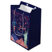 vuurwerk vierde juli met het vrijheidsbeeld medium cadeauzakje (Voorkant Gekanteld)