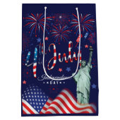 vuurwerk vierde juli met het vrijheidsbeeld medium cadeauzakje (Achterkant)