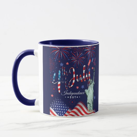 vuurwerk vierde juli met het vrijheidsbeeld mok (Links)