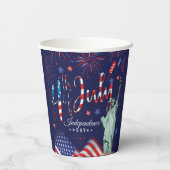 vuurwerk vierde juli met het vrijheidsbeeld papieren bekers (Achterkant)