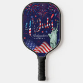 vuurwerk vierde juli met het vrijheidsbeeld pickleball paddle (Voorkant)