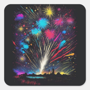 vuurwerk   Vierde juli Onafhankelijkheidsdag Vierkante Sticker
