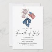 Vuurwerk Vierde Juli Partij Nodig Patriottische 4d Kaart (Voorkant)