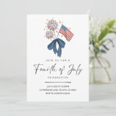 Vuurwerk Vierde Juli Partij Nodig Patriottische 4d Kaart (Staand voorkant)