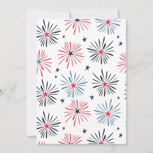 Vuurwerk Vierde Juli Partij Nodig Patriottische 4d Kaart (Achterkant)