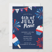 Vuurwerk Vierde juli Picknick Kaart (Voorkant)