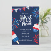 Vuurwerk Vierde juli Picknick Kaart (Staand voorkant)