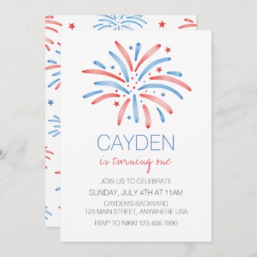 Vuurwerk Vierde juli Verjaardag Kaart (Voorkant / Achterkant)