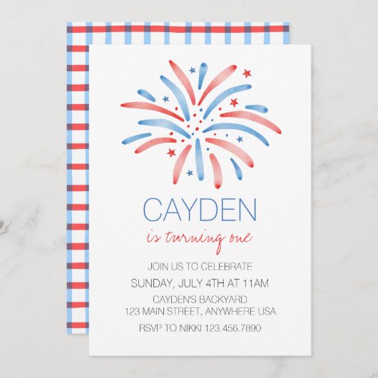 Vuurwerk Vierde juli Verjaardag Kaart (Voorkant / Achterkant)