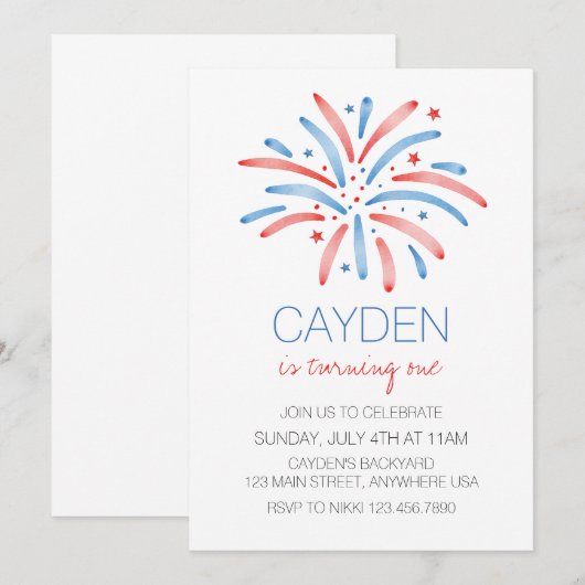 Vuurwerk Vierde juli Verjaardag Kaart (Voorkant / Achterkant)