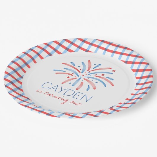 Vuurwerk Vierde juli Verjaardag Papieren Bordje (Gekanteld)